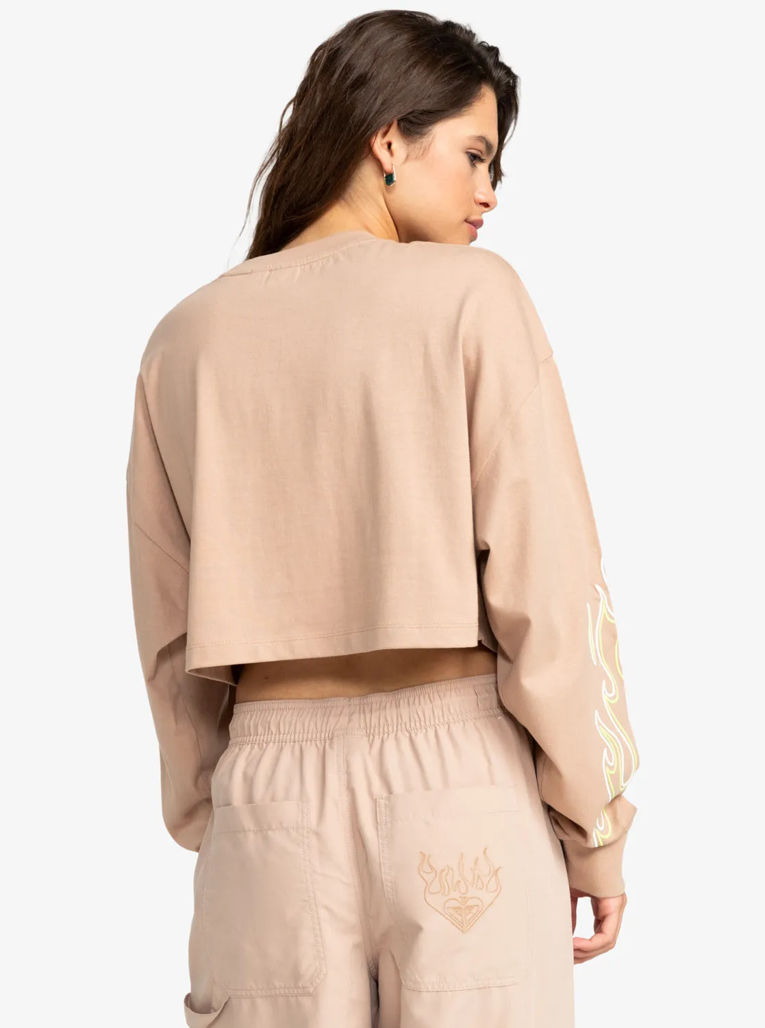 Active Collection Cropped Oversized Long Sleeve T-Shirt - Warm Taupe sold by Roxy product image thumbnail 5