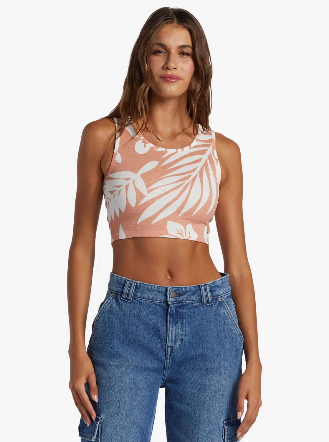 Good Keepsake Crop Top - Cafe Creme Palmeria sold by Roxy