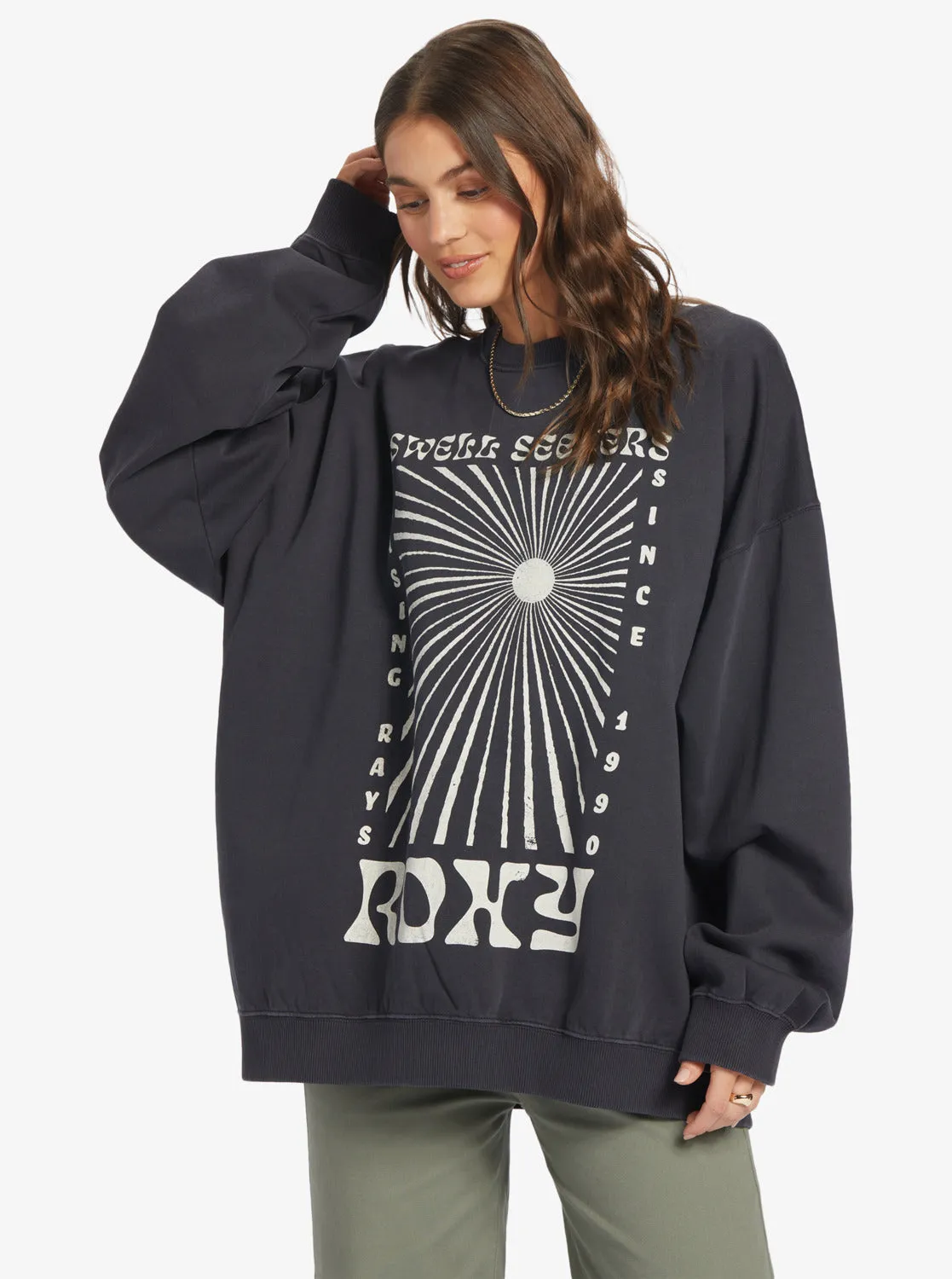 Lineup Oversized Crew Neck Sweatshirt - Anthracite sold by Roxy product image thumbnail 4