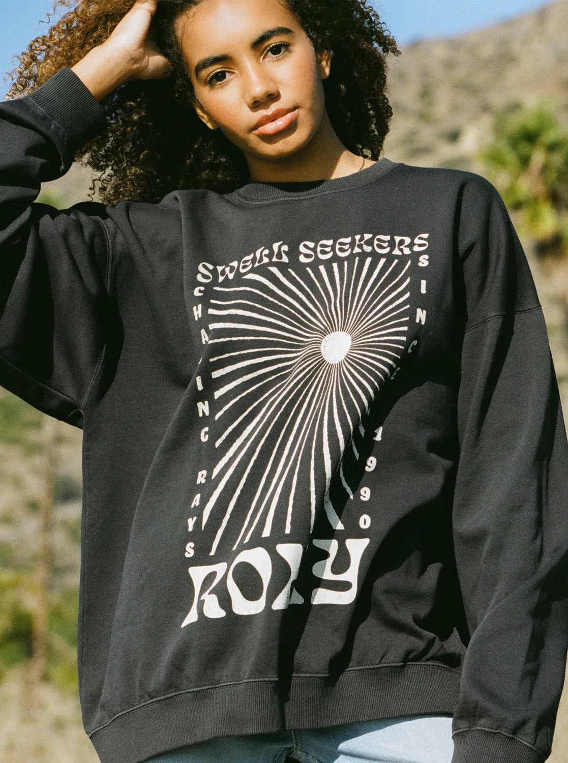Lineup Oversized Crew Neck Sweatshirt - Anthracite sold by Roxy