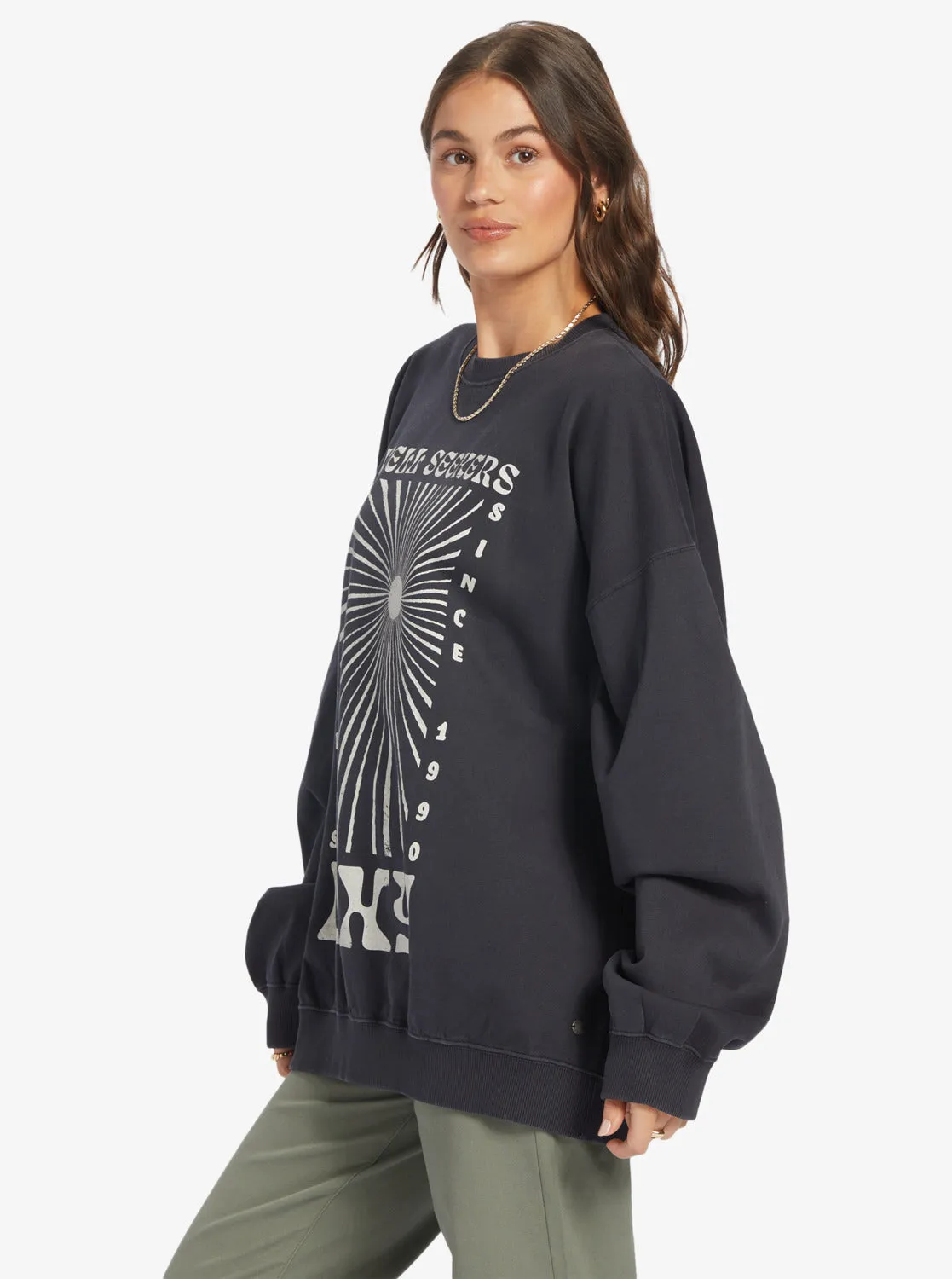 Lineup Oversized Crew Neck Sweatshirt - Anthracite sold by Roxy product image thumbnail 5