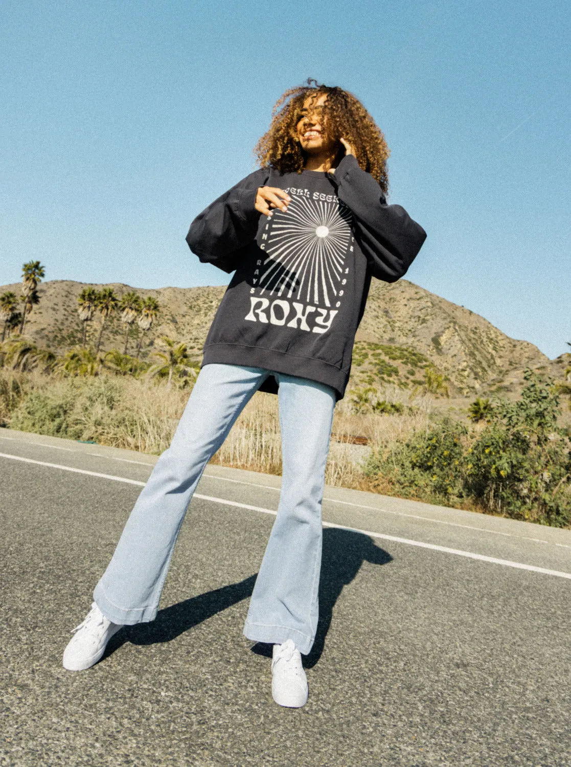 Lineup Oversized Crew Neck Sweatshirt - Anthracite sold by Roxy product image thumbnail 2