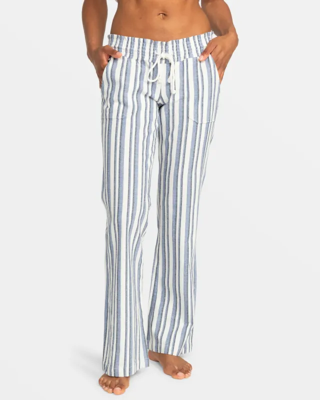 Oceanside Flared Beach Pants - Bijou Blue Small Silk Stripe sold by Roxy