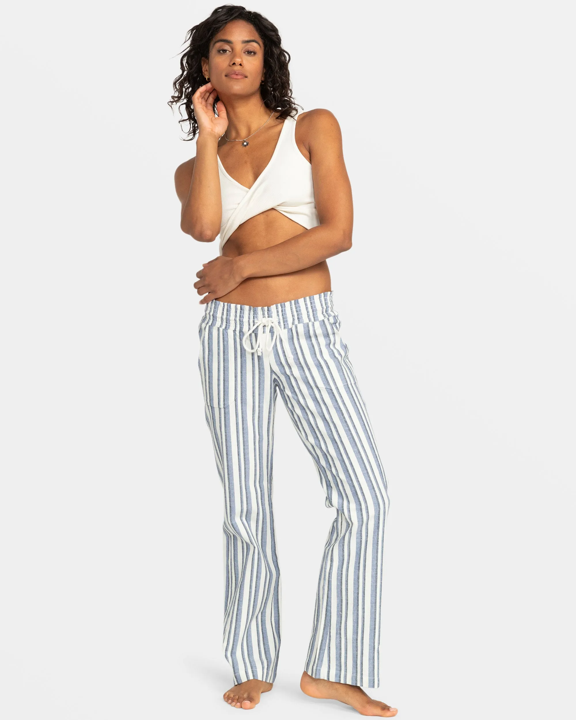 Oceanside Flared Beach Pants - Bijou Blue Small Silk Stripe sold by Roxy product image thumbnail 3