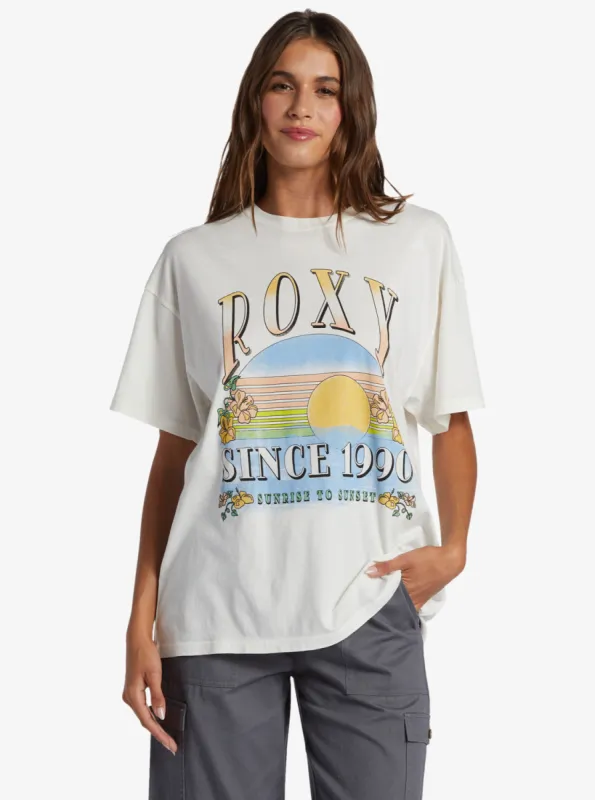 Sunrise To Sunset Oversized Boyfriend T-Shirt - Snow White sold by Roxy