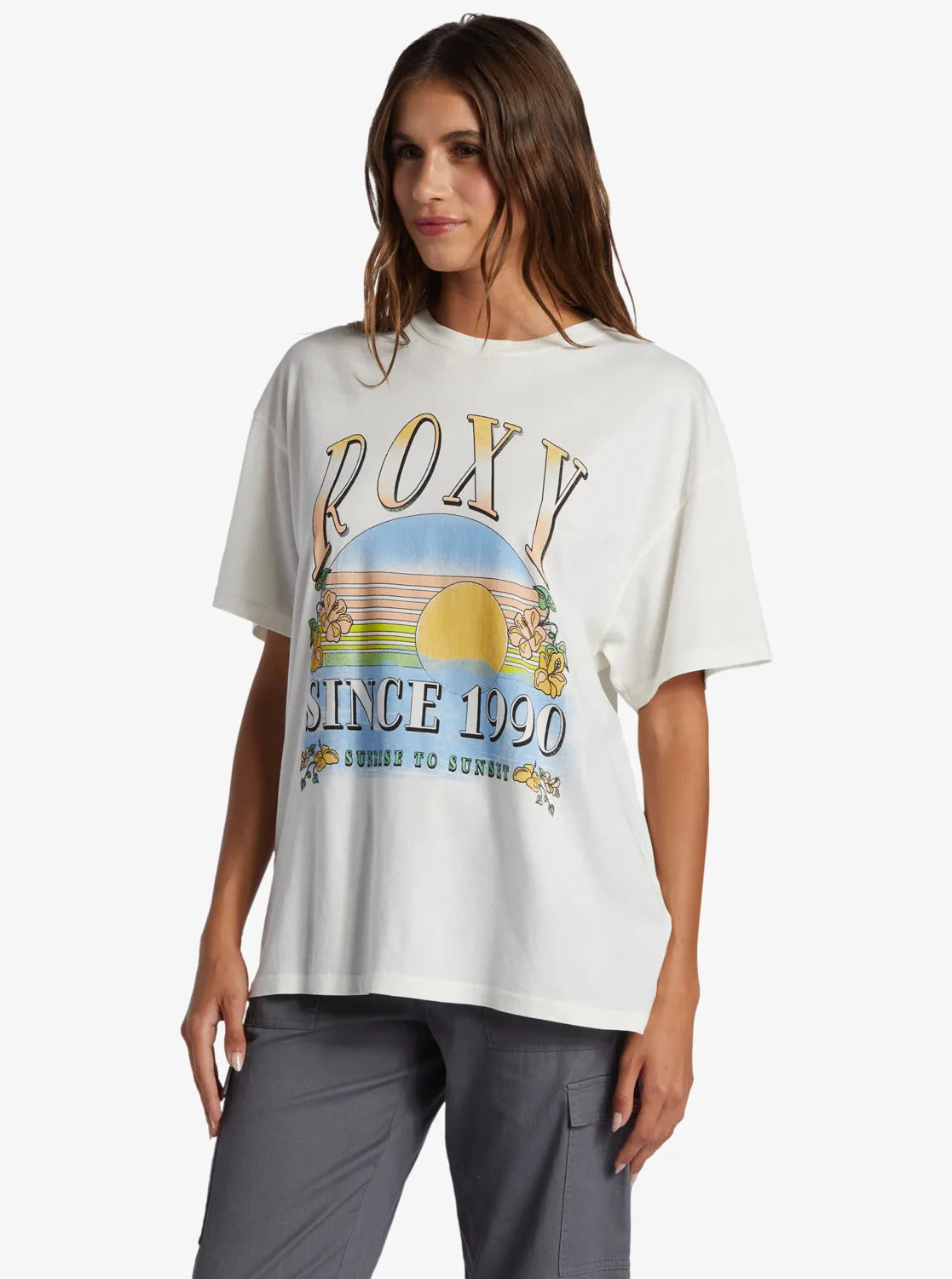 Sunrise To Sunset Oversized Boyfriend T-Shirt - Snow White sold by Roxy product image thumbnail 3