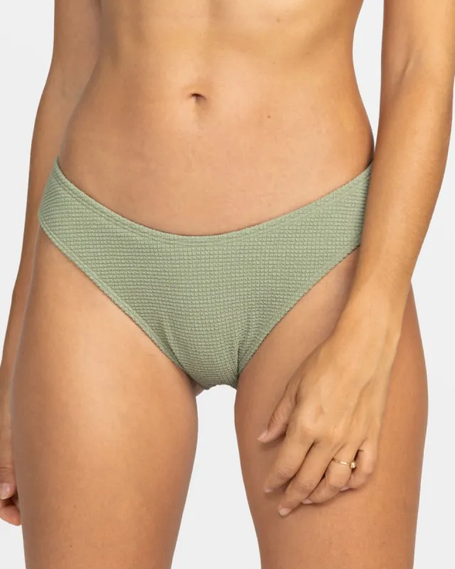Essaouira Moderate High Leg Bikini Bottom - Oil Green sold by Roxy