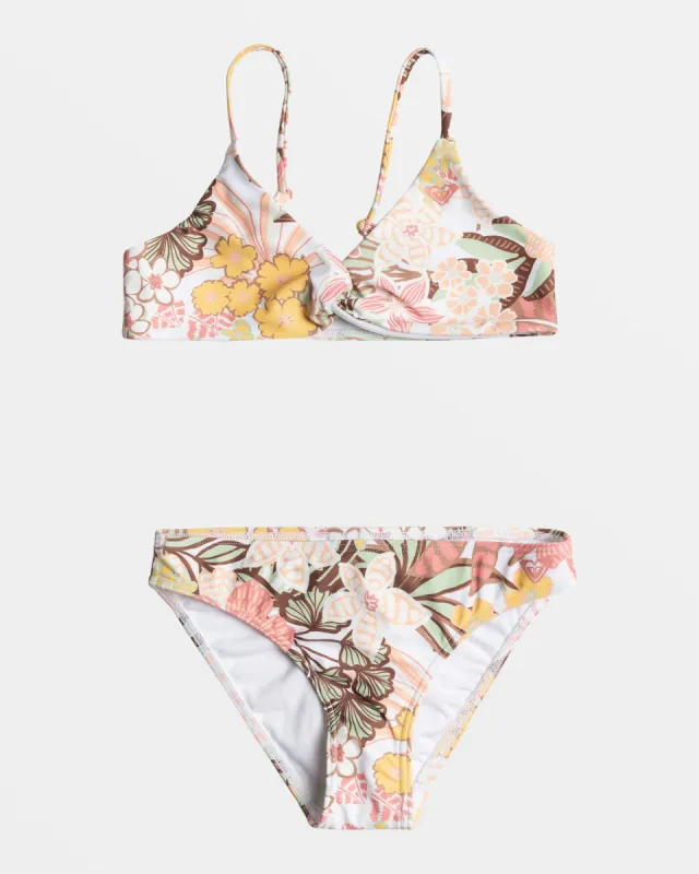 Girls 4-16 Playa Paradise Twisted Triangle Bikini Set - White Viva La Vida sold by Roxy