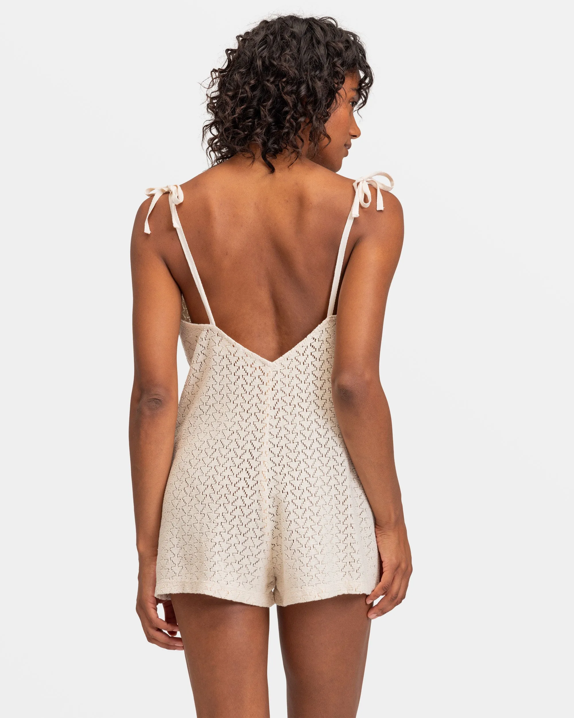 Ocean Riders Crochet Beach Romper - Tapioca sold by Roxy product image thumbnail 2