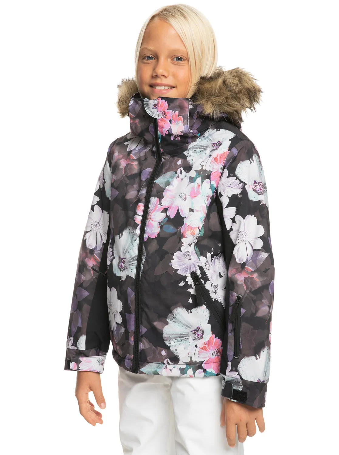 Girls 4-16 American Pie Technical Snow Jacket - True Black Blurry Flower sold by Roxy product image thumbnail 2
