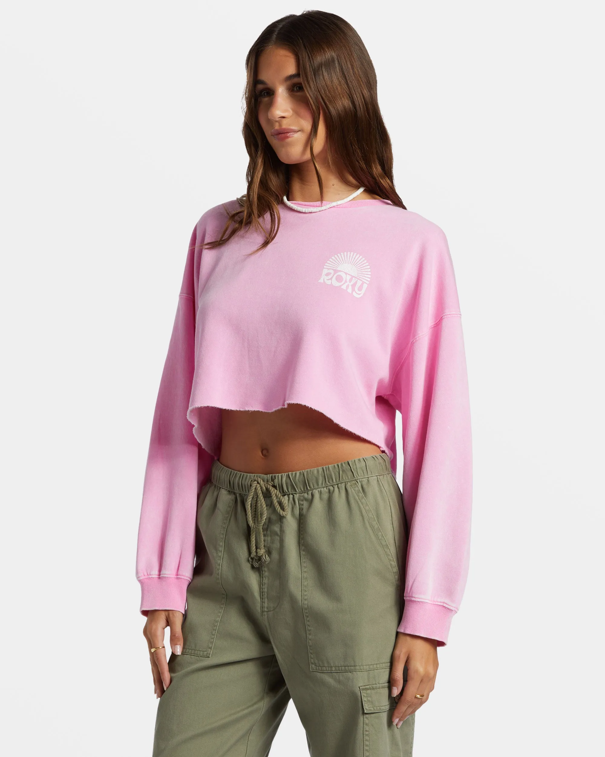 Morning Hike Crop Sweatshirt - Prism Pink sold by Roxy product image thumbnail 5