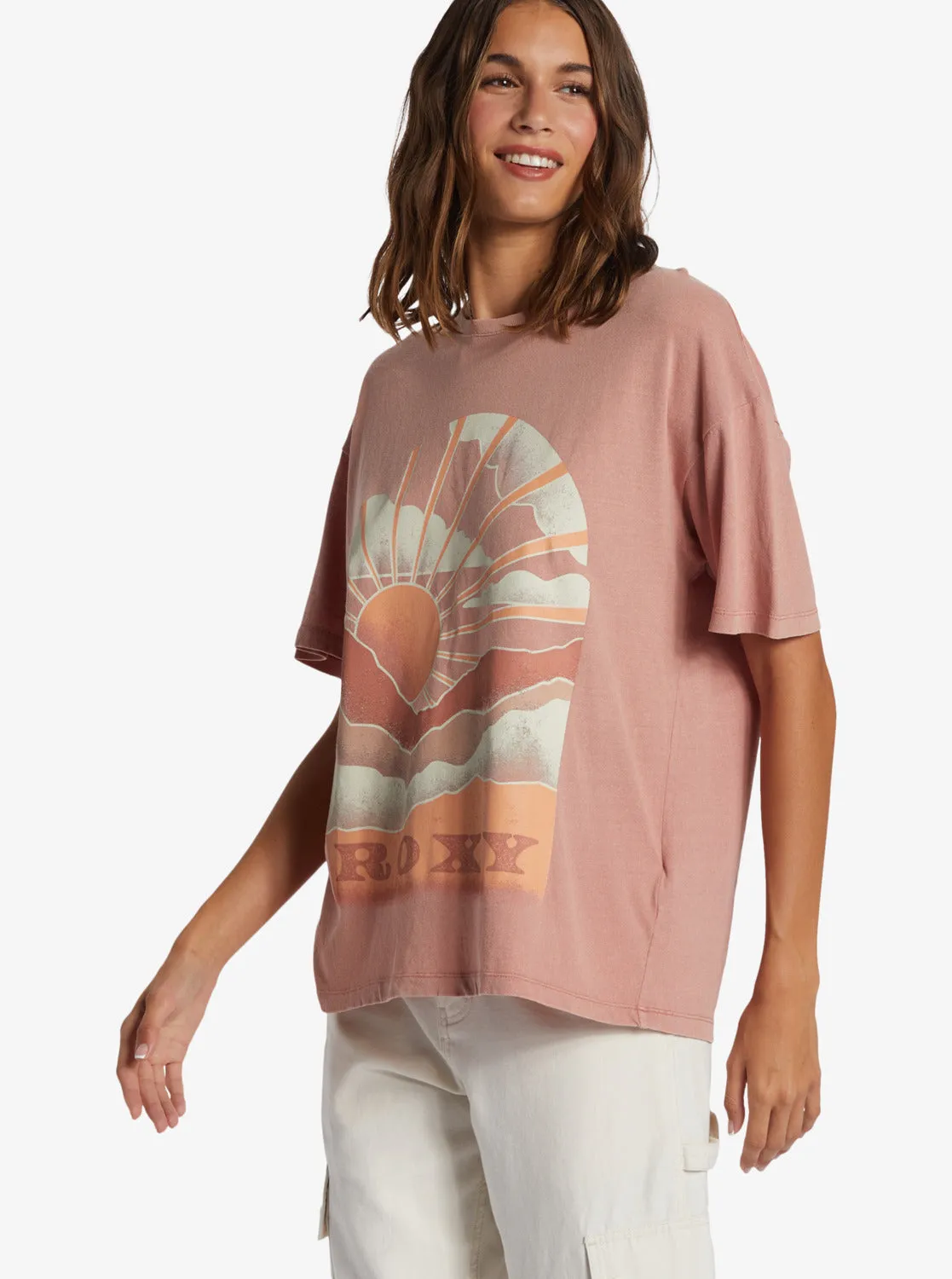 Get Lost In The Moment Oversized Boyfriend T-Shirt - Ash Rose sold by Roxy product image thumbnail 2