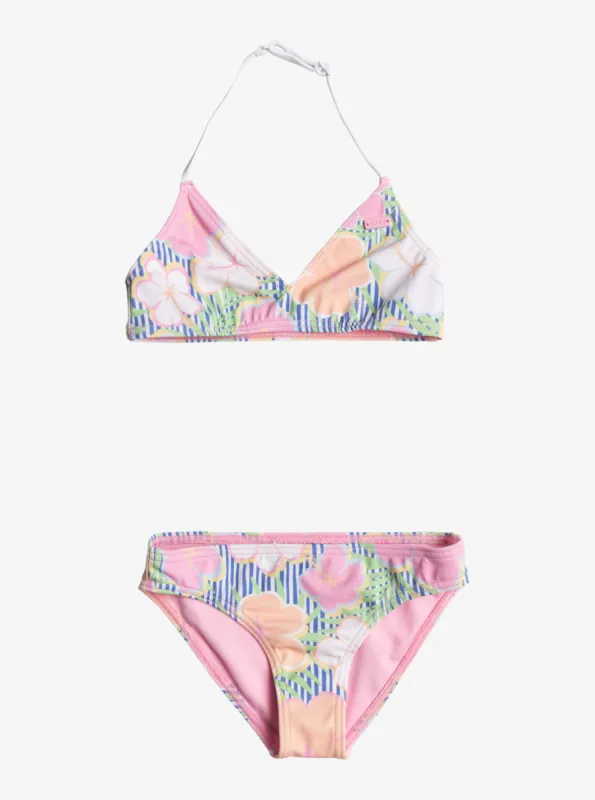 Girls 2-7 Tiny Flower Tri Bra Set Bikini Set - Ultramarine Teenie Flower sold by Roxy