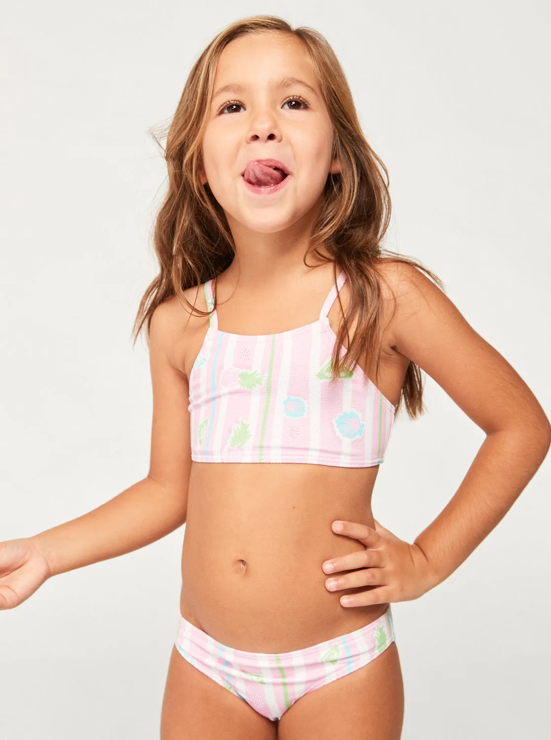 Girls 2-7 Pineapple Line Crop Top Set Bikini Set - Pirouette Pineapple Line sold by Roxy