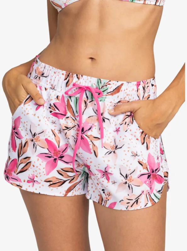 Roxy Wave Printed 2" Boardshorts for Women - White Happy Tropical Swim sold by Roxy
