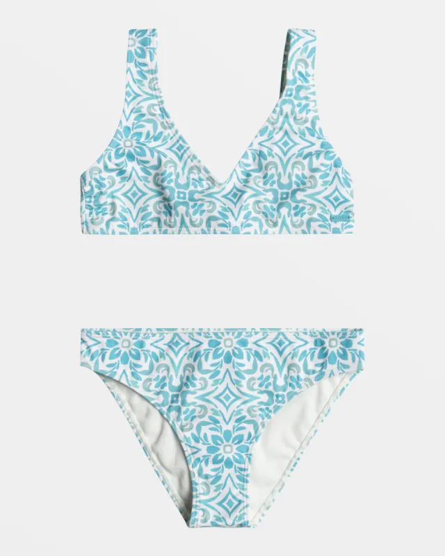 Girls 4-16 Fresco Tile Elongated Triangle Bikini Set - Cloud Dancer Fresco Tile sold by Roxy