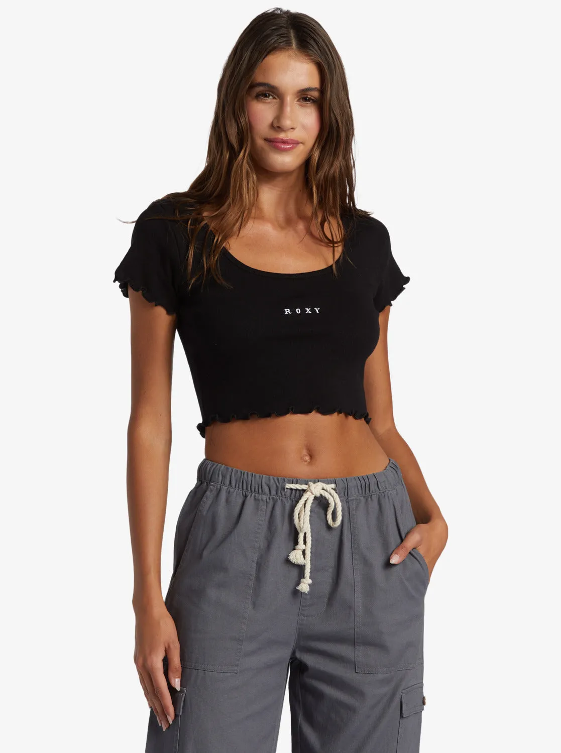 Roxify Scoop Neck T-Shirt - Anthracite sold by Roxy