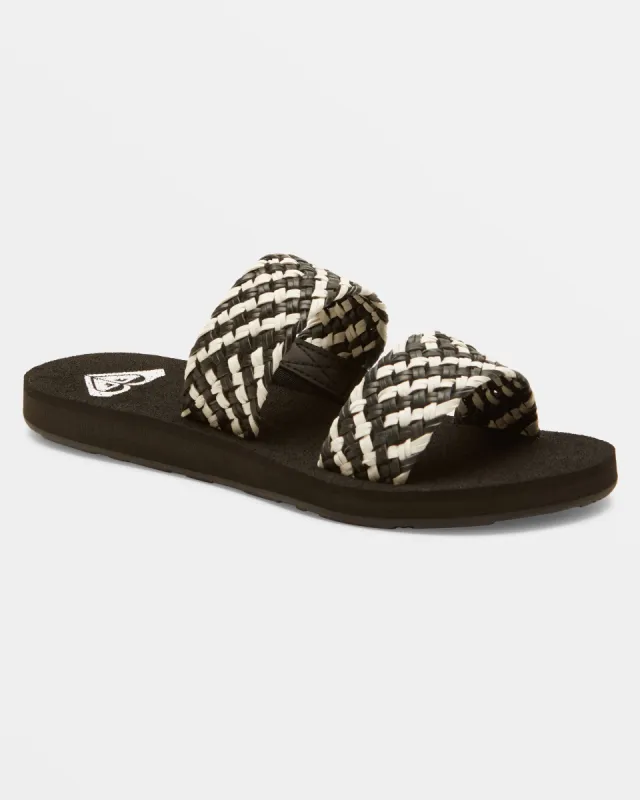 Porto Slide II Slide Sandals - Black/White sold by Roxy