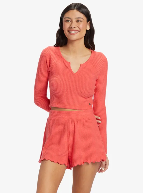 Cropped Long Sleeve Waffle Top - Bittersweet sold by Roxy