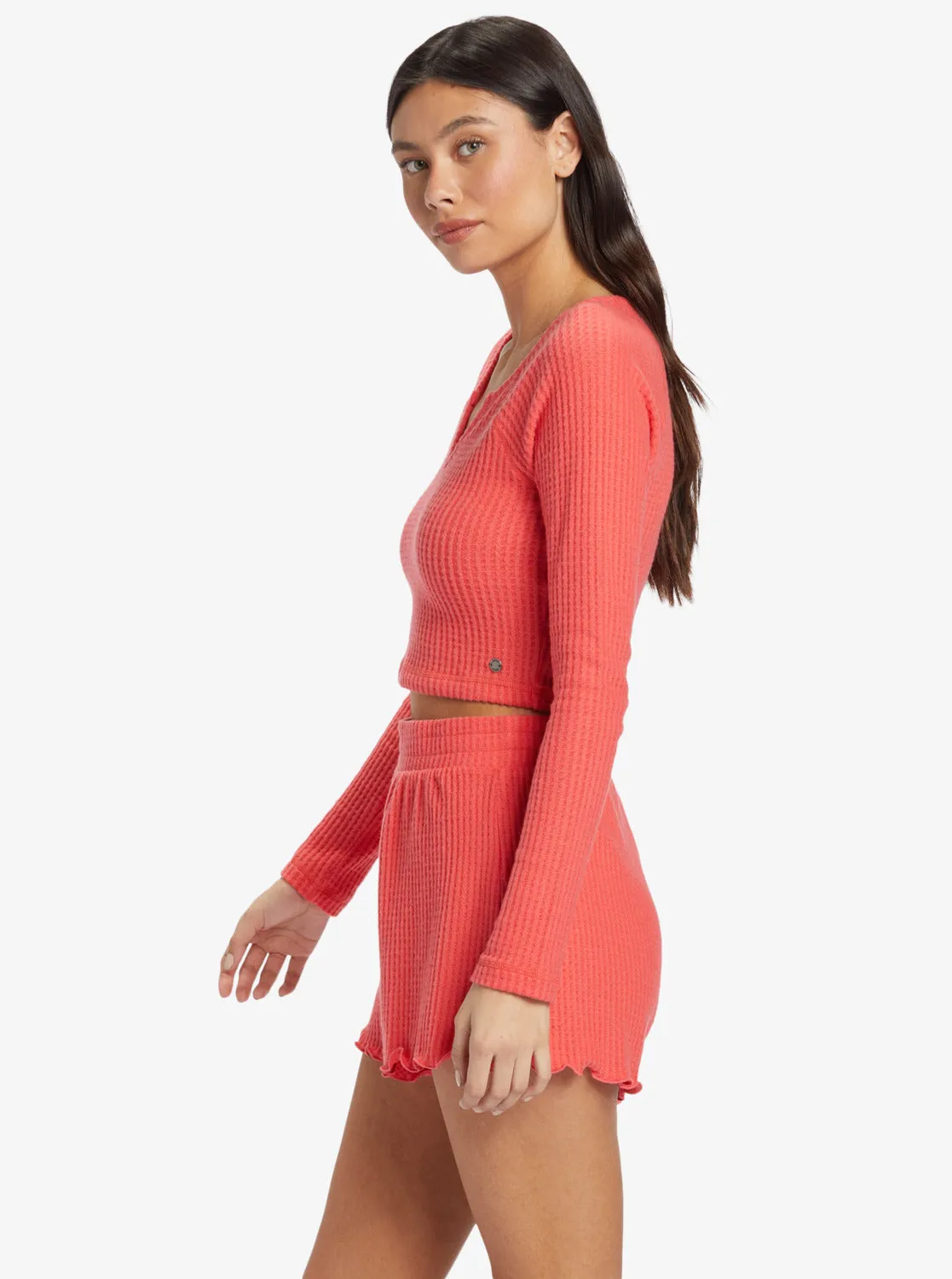 Cropped Long Sleeve Waffle Top - Bittersweet sold by Roxy product image thumbnail 2
