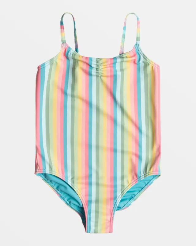 Girls 2-7 Rainbow Stripe One-Piece Swimsuit - Maui Blue Rainbow Stripe sold by Roxy