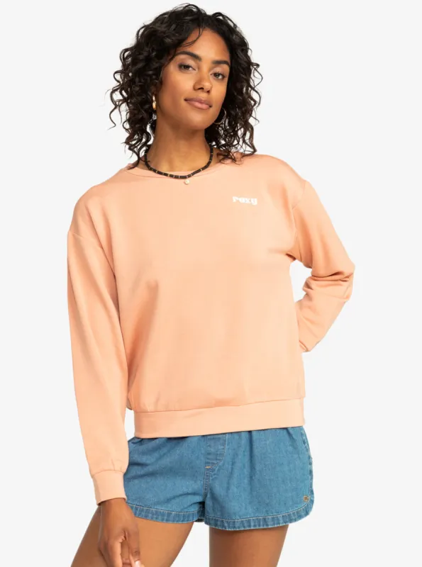 Surfing By Moonlight Crew Neck Sweatshirt - Dusty Coral sold by Roxy