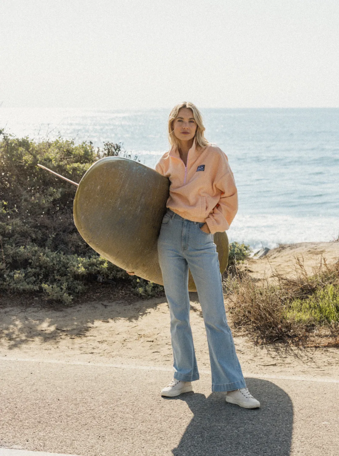 Dawn To Dusk Solid Half-Zip Fleece - Peach Parfait sold by Roxy