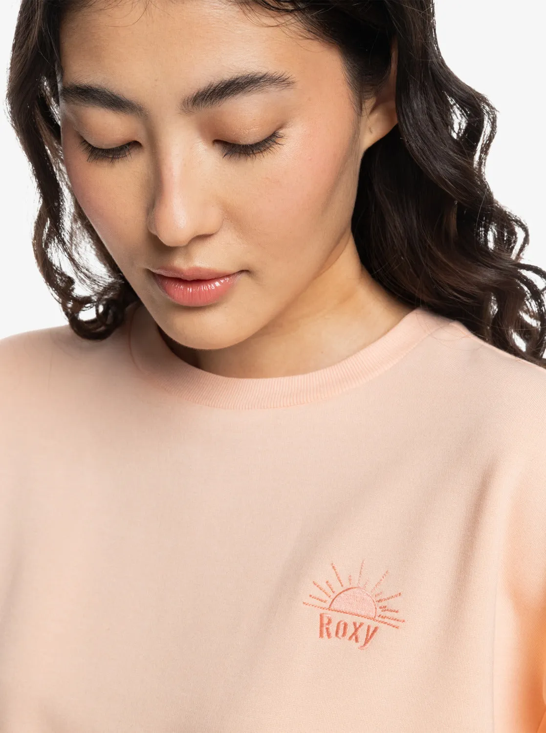 Surfing By Moonlight Crew Neck Sweatshirt - Peach Parfait sold by Roxy product image thumbnail 3