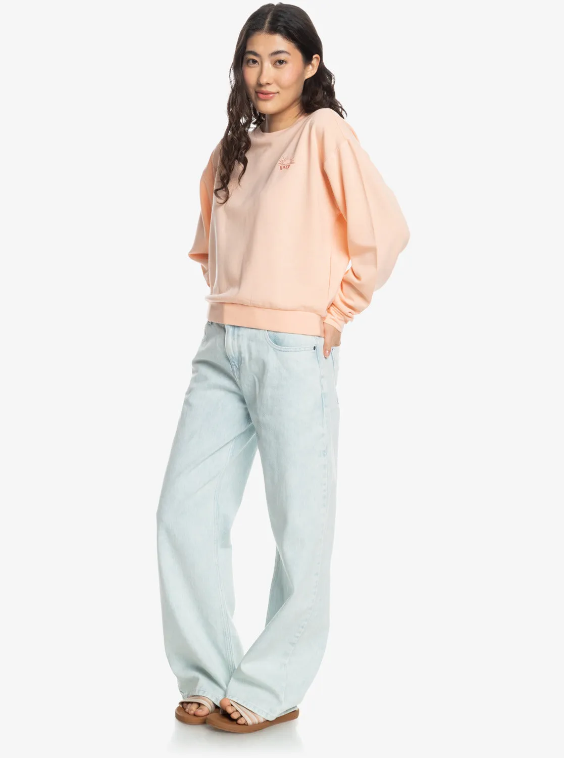 Surfing By Moonlight Crew Neck Sweatshirt - Peach Parfait sold by Roxy product image thumbnail 4