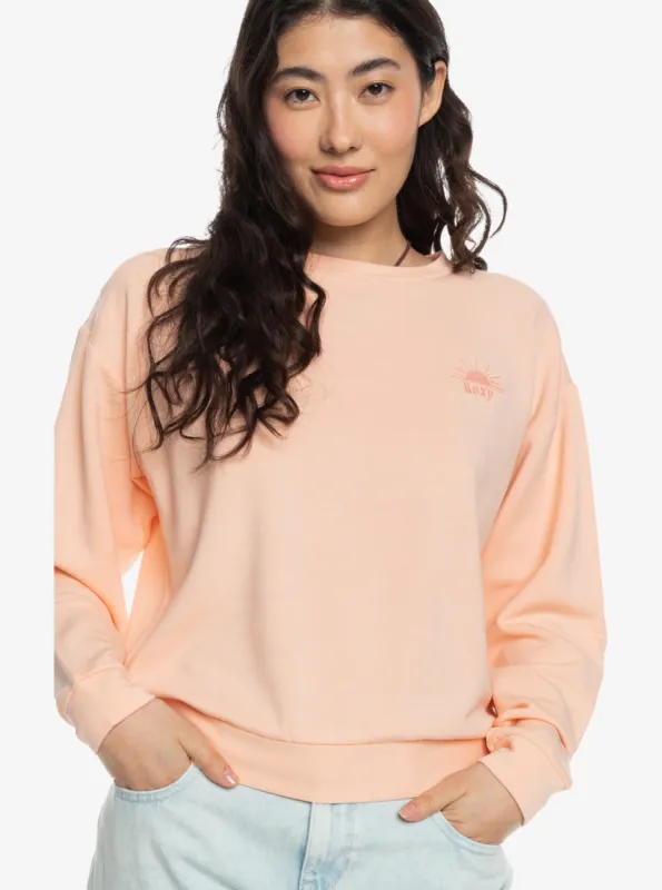 Surfing By Moonlight Crew Neck Sweatshirt - Peach Parfait sold by Roxy