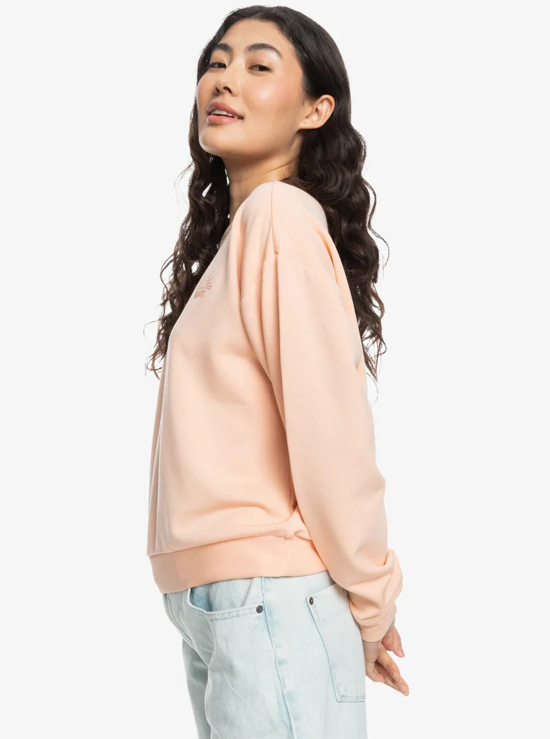 Surfing By Moonlight Crew Neck Sweatshirt - Peach Parfait sold by Roxy product image thumbnail 2