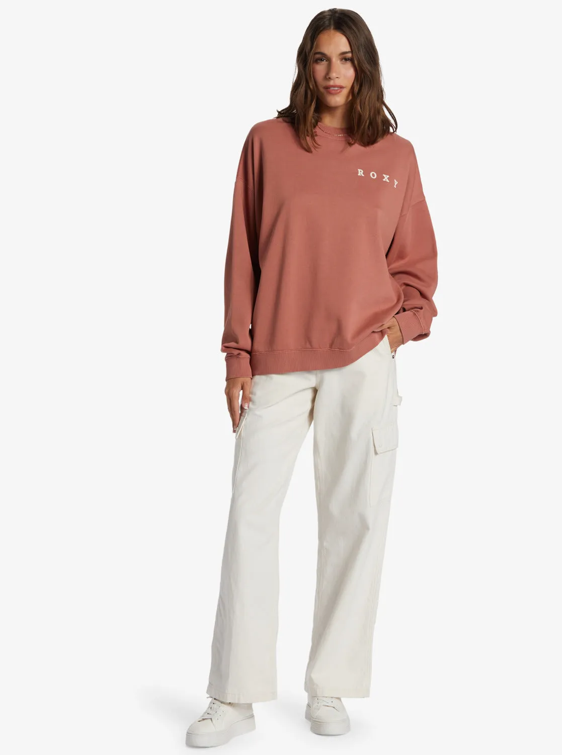 Lineup Oversized Crew Neck Sweatshirt - Cedar Wood sold by Roxy product image thumbnail 5