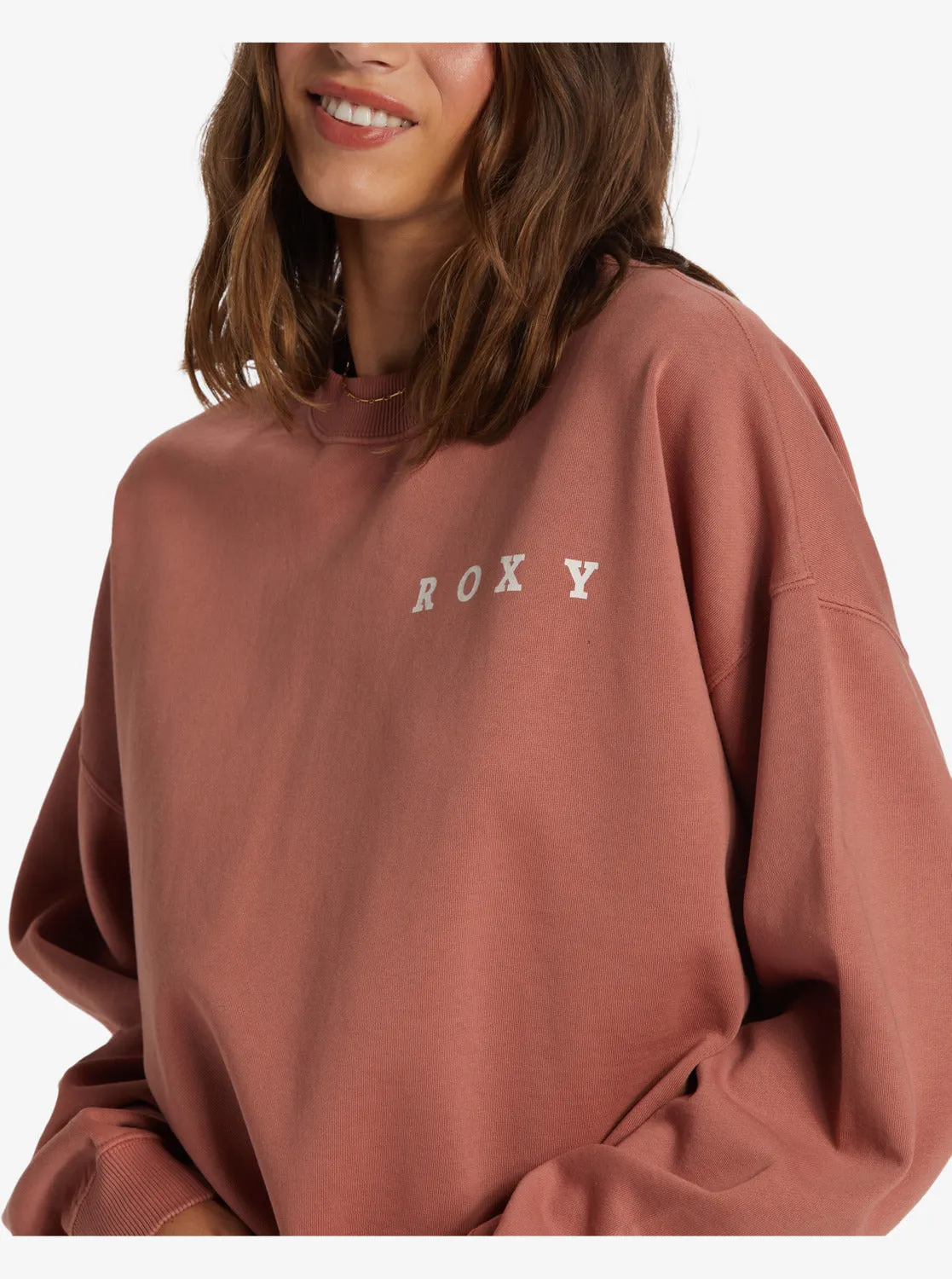 Lineup Oversized Crew Neck Sweatshirt - Cedar Wood sold by Roxy product image thumbnail 3