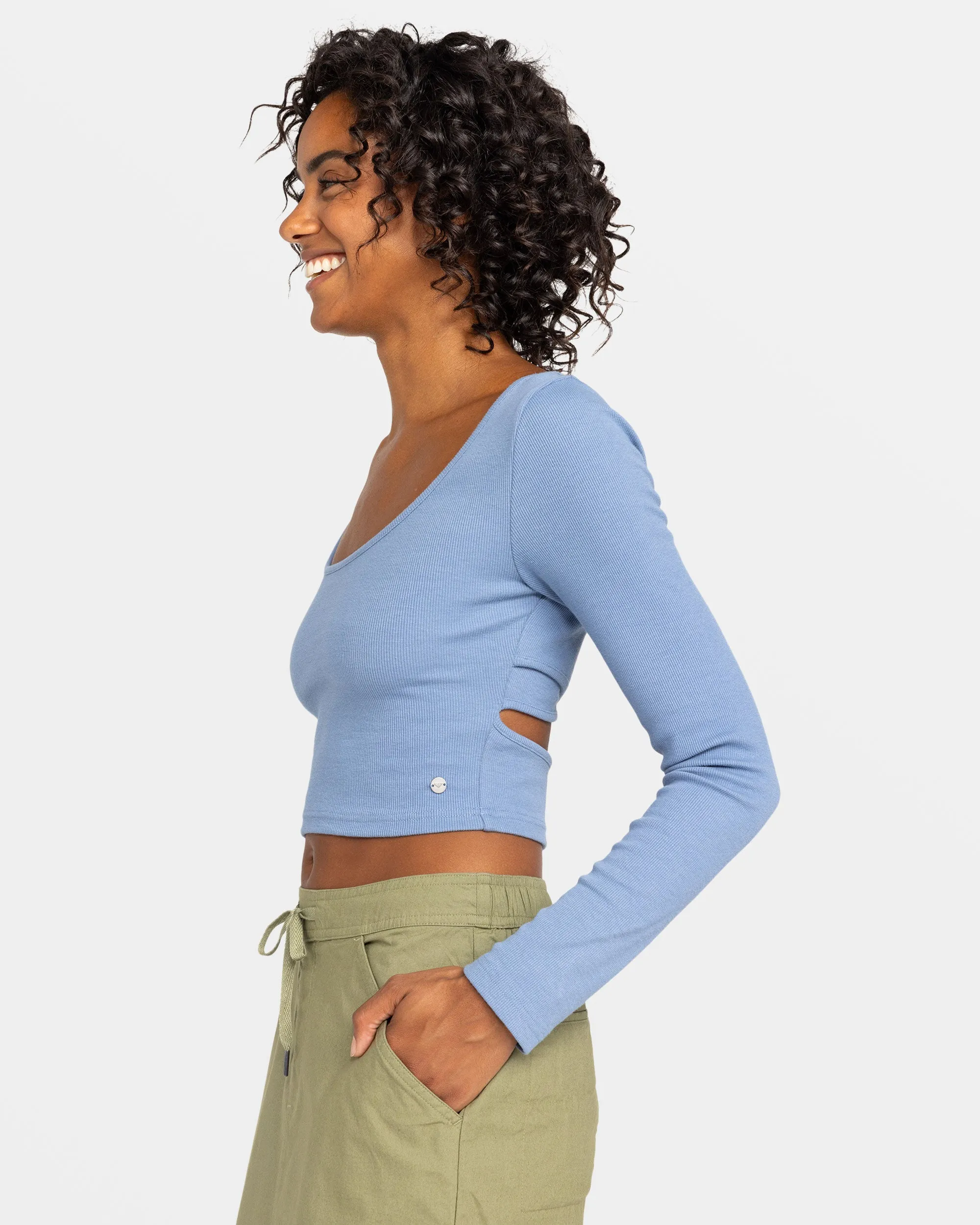 Good Keepsake Long Sleeve Cropped Top - Infinity Blue sold by Roxy product image thumbnail 4