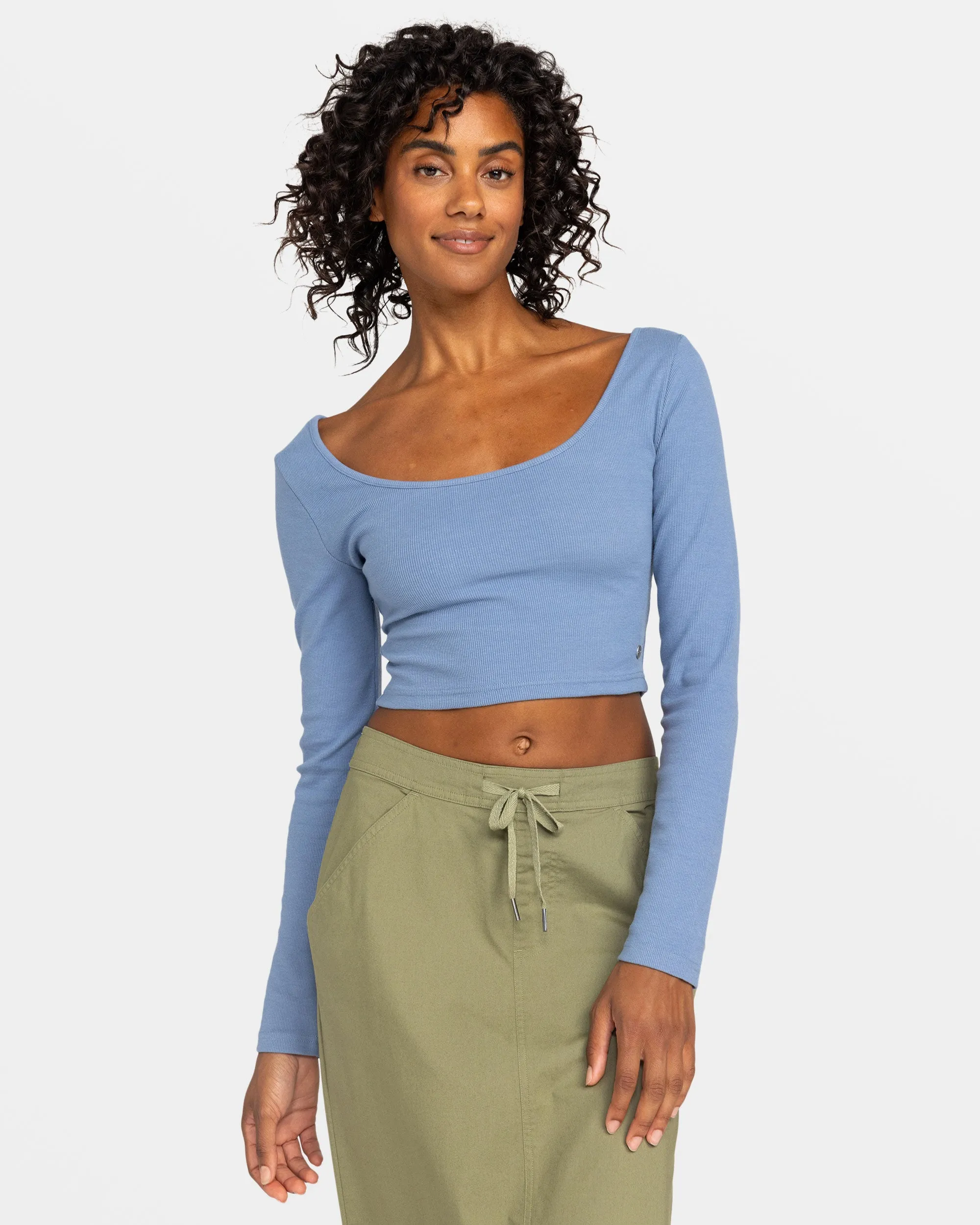 Good Keepsake Long Sleeve Cropped Top - Infinity Blue sold by Roxy