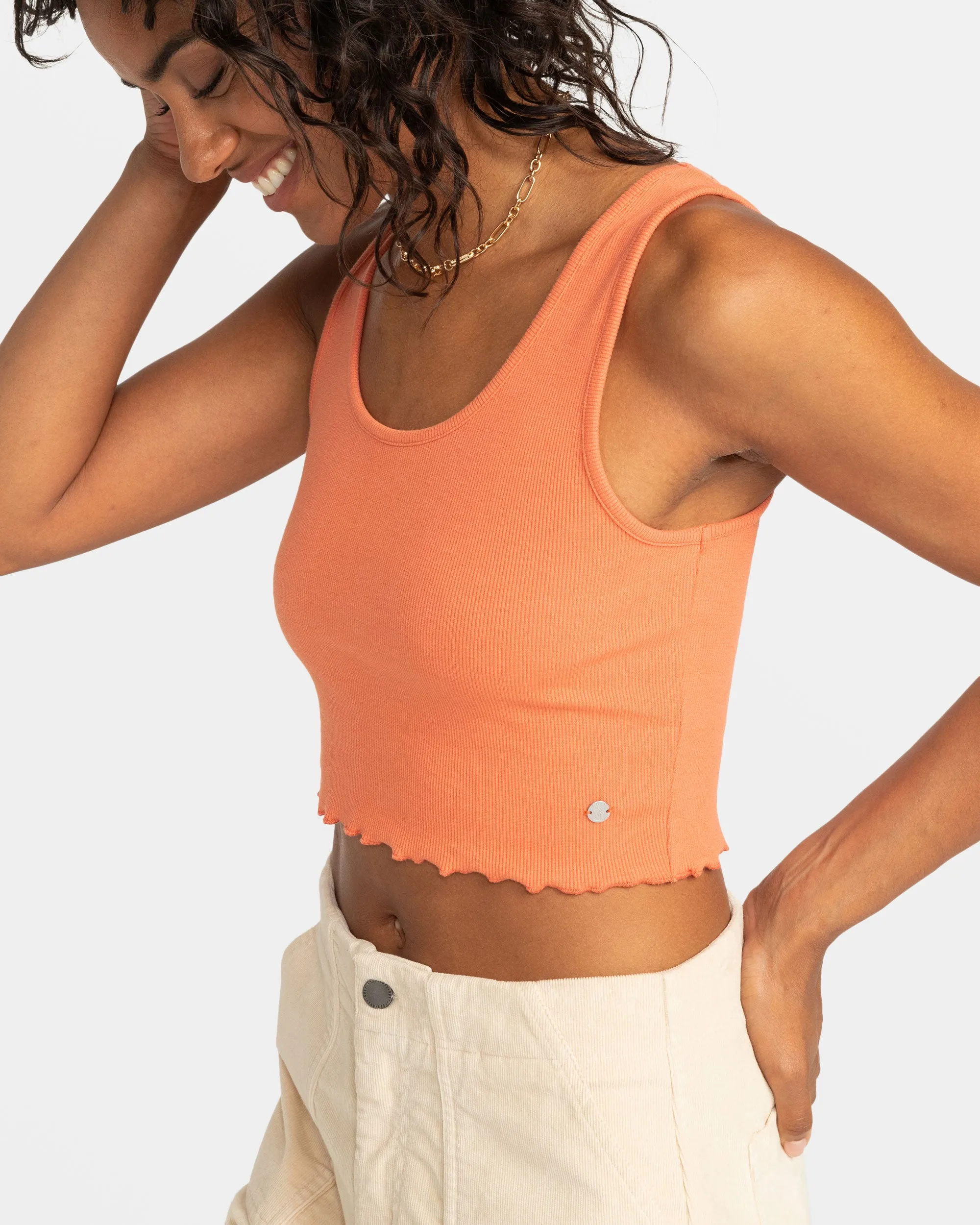 Keep It Wavy Ribbed Tank Top - Apricot Brandy sold by Roxy product image thumbnail 4