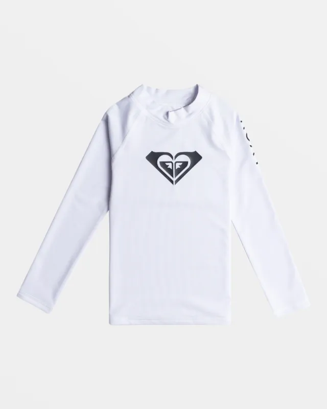 Girls 2-7 Whole Hearted Long Sleeve UPF 50 Rashguard - Bright White sold by Roxy