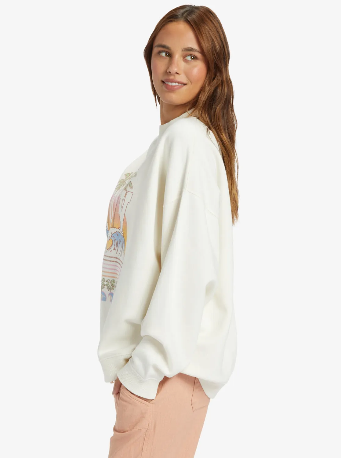 Lineup Oversized Crew Neck Sweatshirt - Egret sold by Roxy product image thumbnail 2
