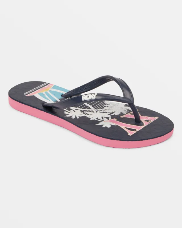 Girls 4-16 Viva Stamp Sandals - Baja Blue/Crazy Pink sold by Roxy