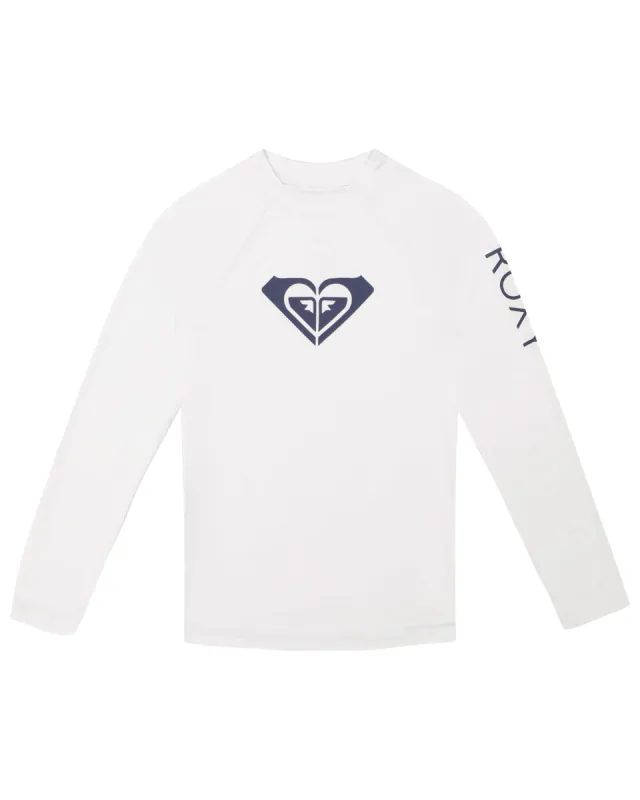 Girls 7-16 Whole Hearted Long Sleeve Rashguard - Bright White made by Roxy