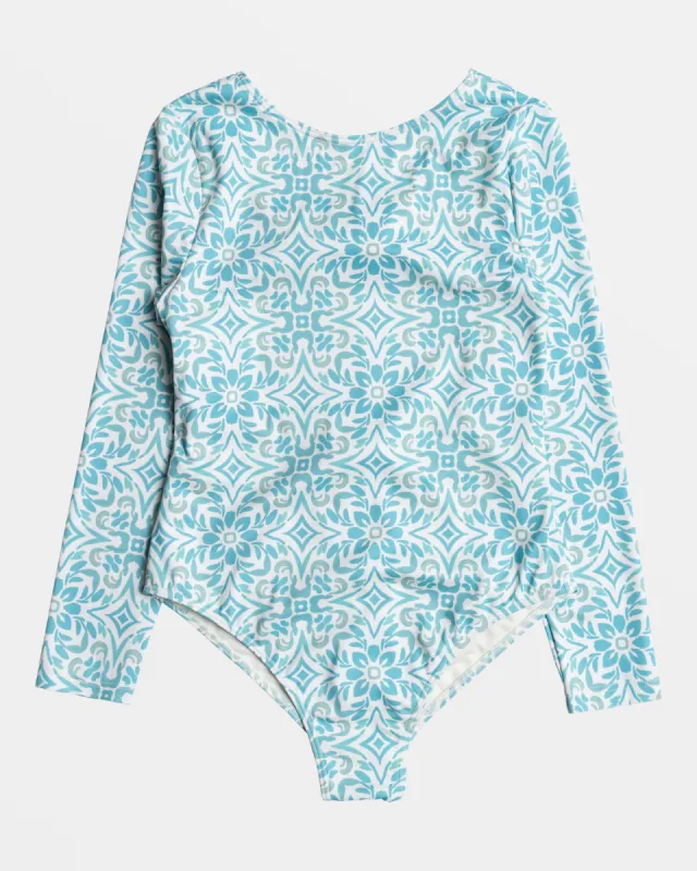 Girls 4-16 Fresco Tile Long Sleeve Swimsuit - Cloud Dancer Fresco Tile sold by Roxy