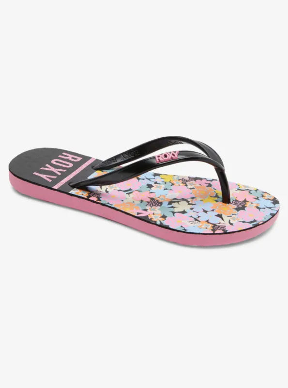 Girls 4-16 Viva Stamp Sandals - Black/Candy Pink sold by Roxy
