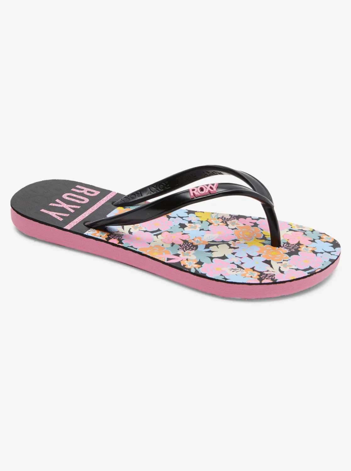 Girls 4-16 Viva Stamp Sandals - Black/Candy Pink sold by Roxy
