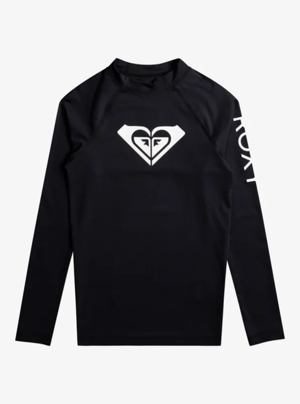 Girls 7-16 Whole Hearted Long Sleeve UPF 50 Rashguard - Anthracite sold by Roxy