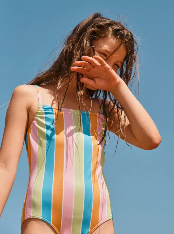 Girls 4-16 Last In Paradise One-Piece Swimsuit - Bachelor Button Rainbow Rays made by Roxy