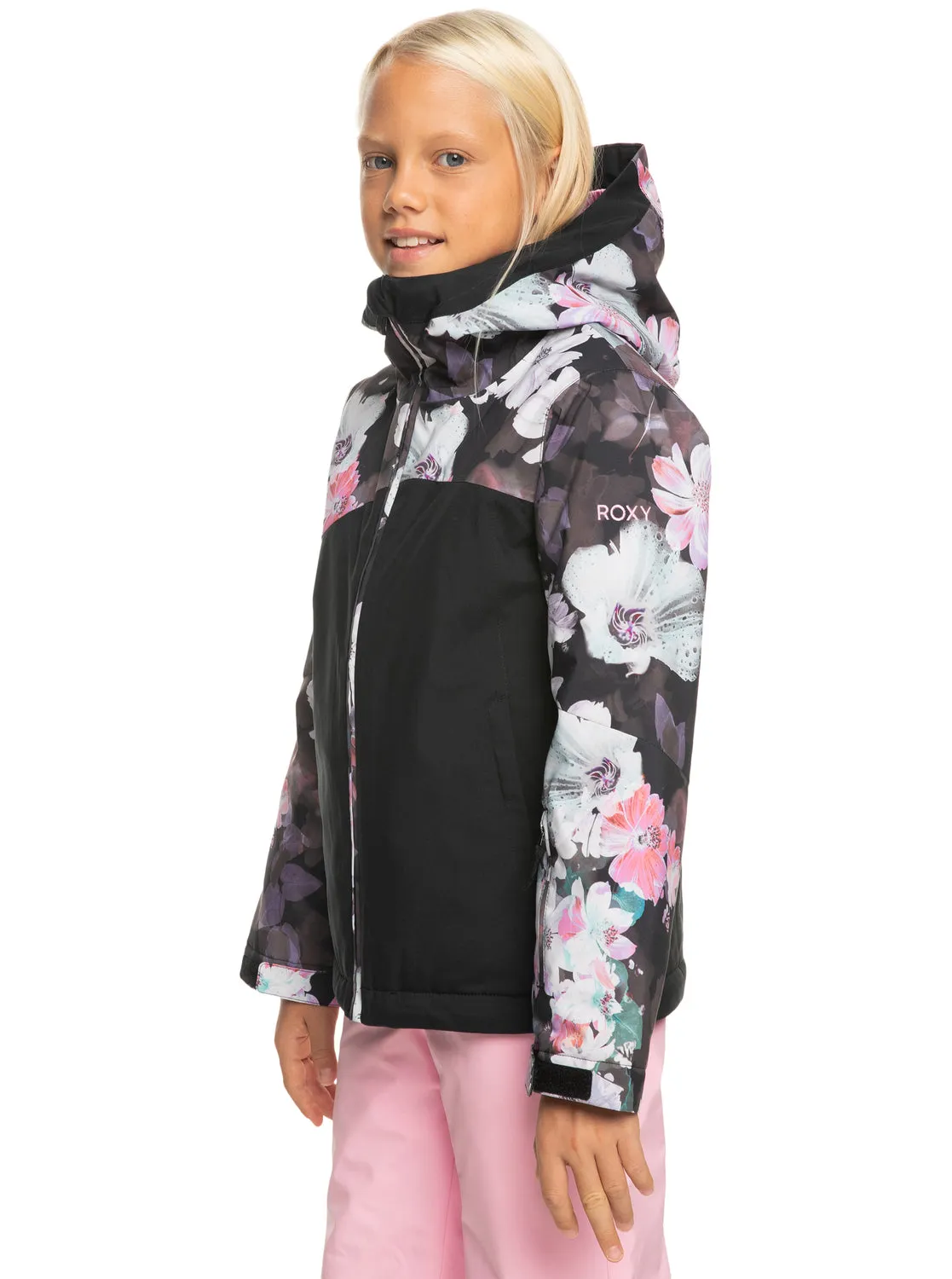 Girls 4-16 Greywood Technical Snow Jacket - True Black Blurry Flower sold by Roxy product image thumbnail 2
