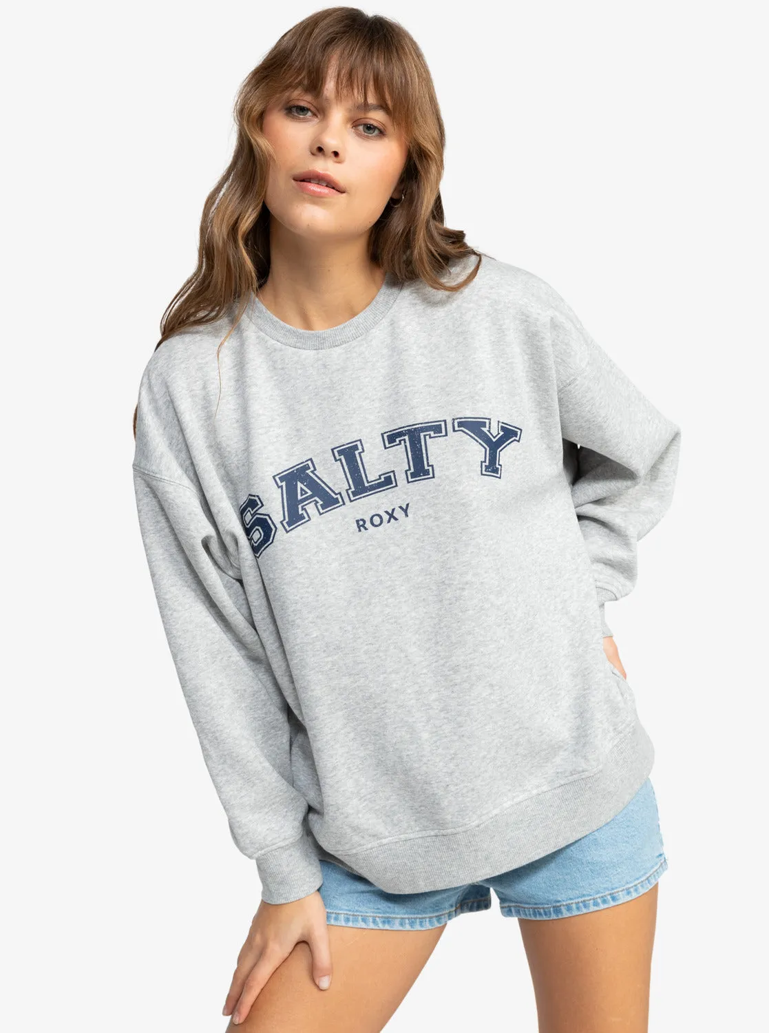 Salty Morning Hike Crew Neck Sweatshirt - Heritage Heather sold by Roxy