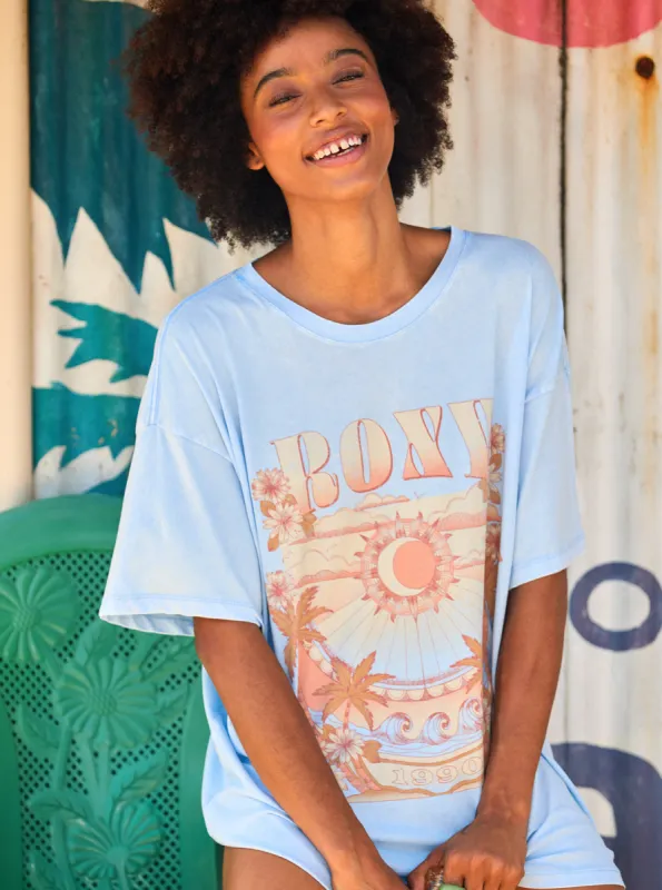 Star Chart Oversized Boyfriend T-Shirt - Bel Air Blue sold by Roxy