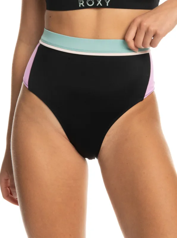 Roxy Active High Waist Bikini Bottoms - Anthracite sold by Roxy