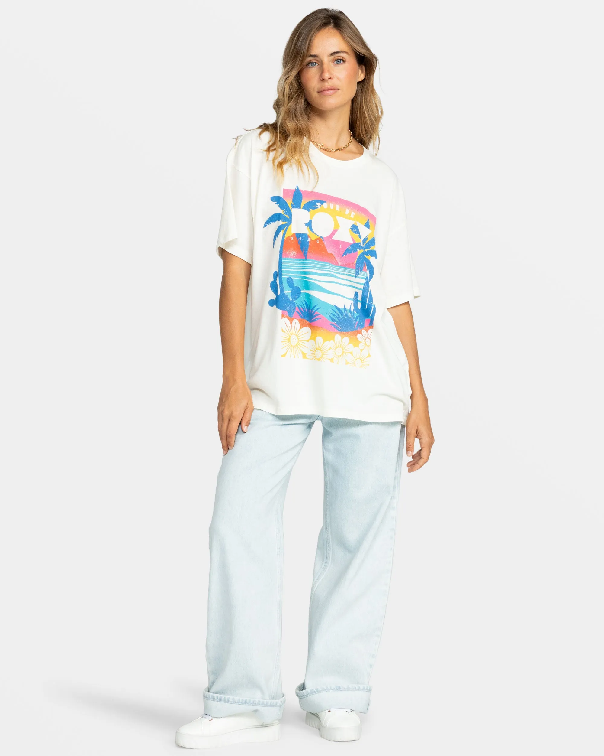 Tour De Roxy Oversized T-Shirt - Egret sold by Roxy product image thumbnail 4